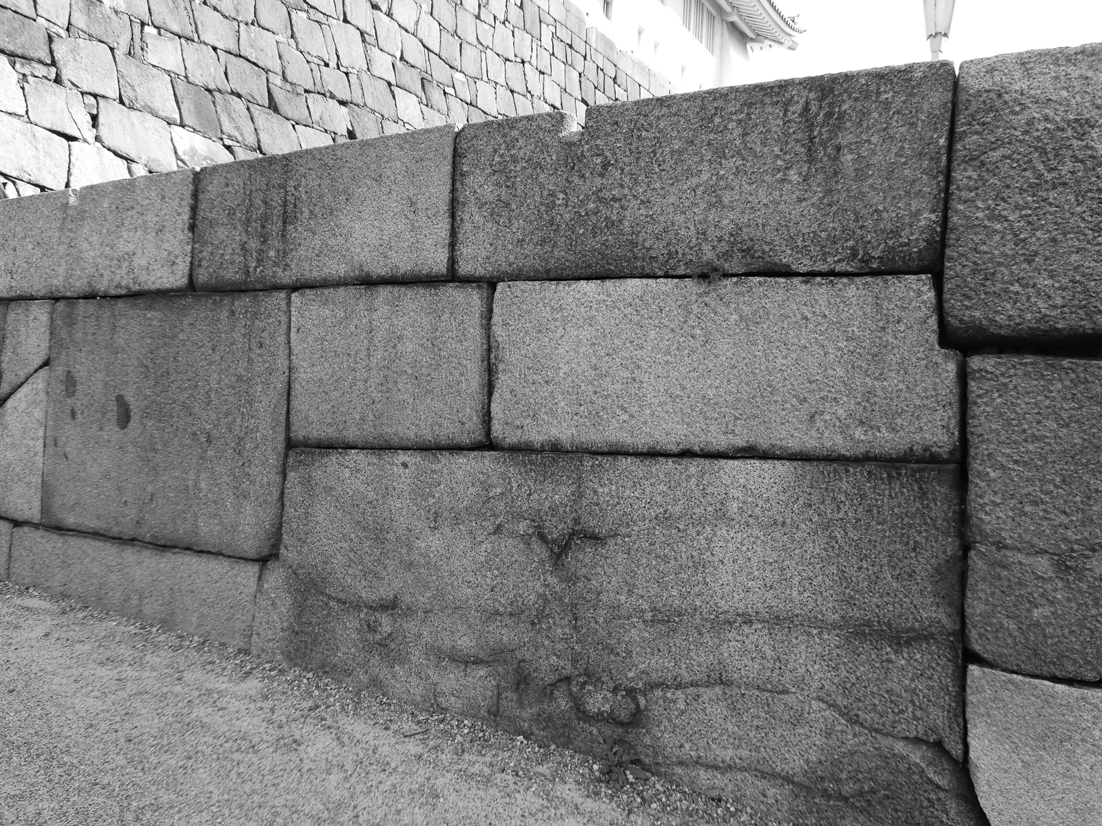 18p_訪問_豊臣_03天守台につながる石垣。ぴったりとすき間なく整然と積まれた「切込み接ぎ」で、江戸時代に入ってから作られたことが分かる